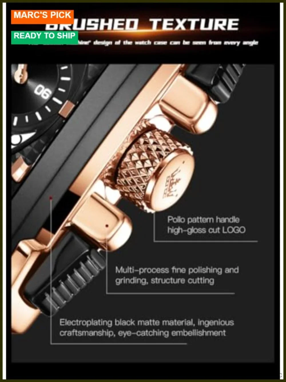 Multifunctional Chronograph Leather Watch with Luminous Hands 3ATM Waterproof